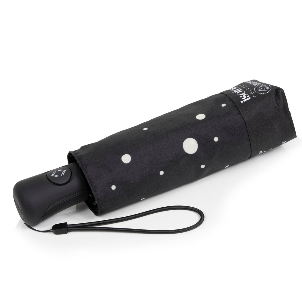 Parapluie Mini Auto Pois Noir/Jaune - Isotoner