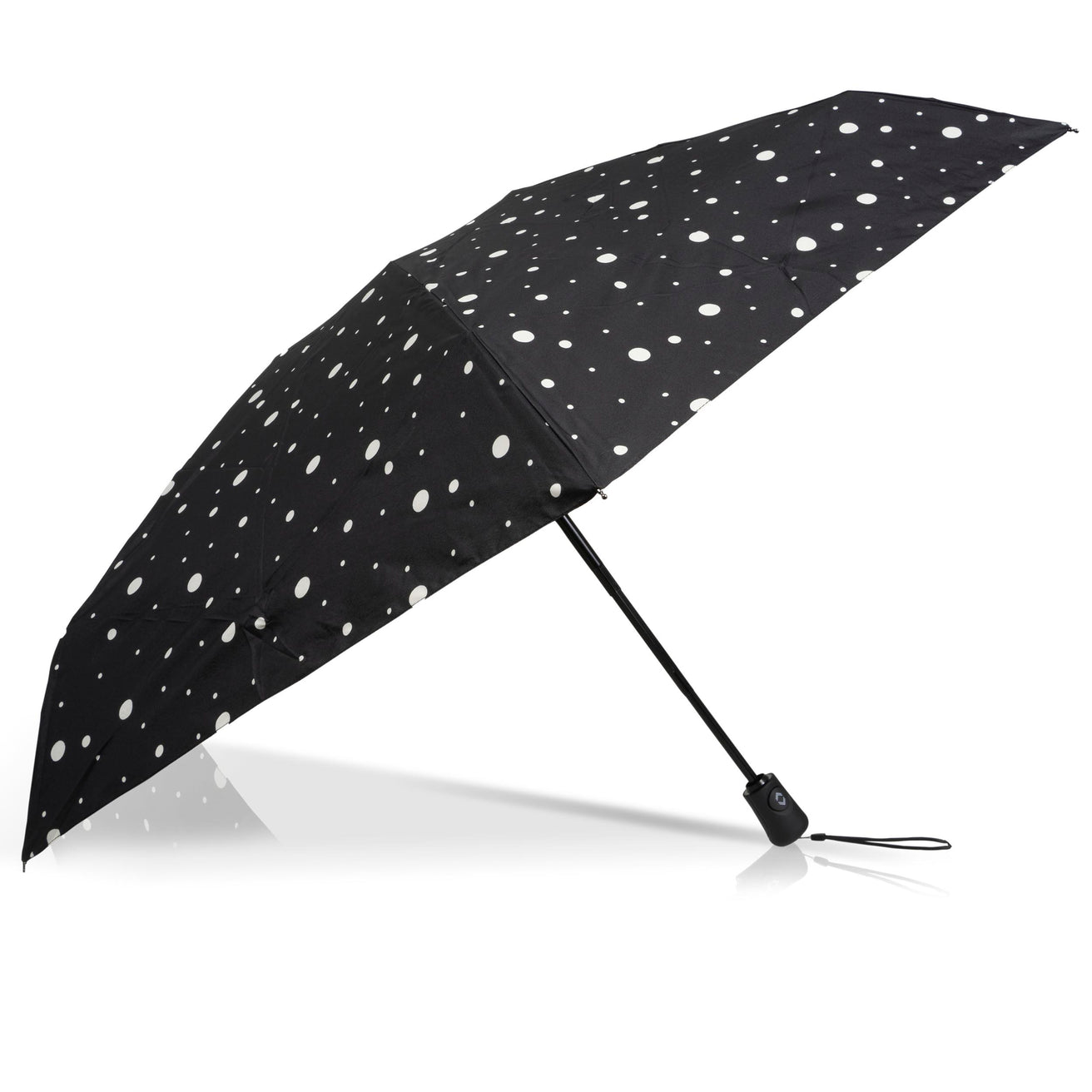 Parapluie Mini Auto Pois Noir/Jaune