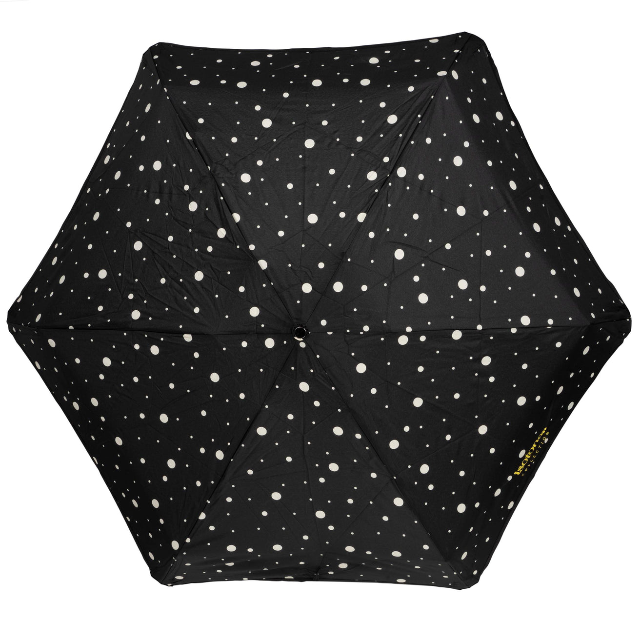 Parapluie Mini Auto Pois Noir/Jaune