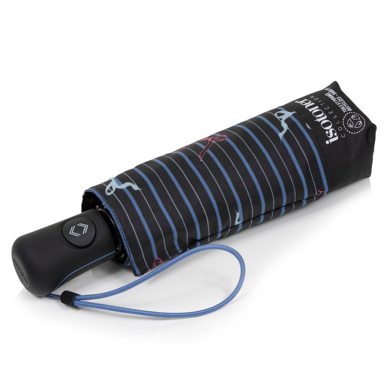Parapluie Mini Auto Rayure Nœud Bleu