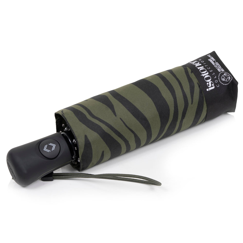 Parapluie Mini Auto Zèbre Kaki - Isotoner