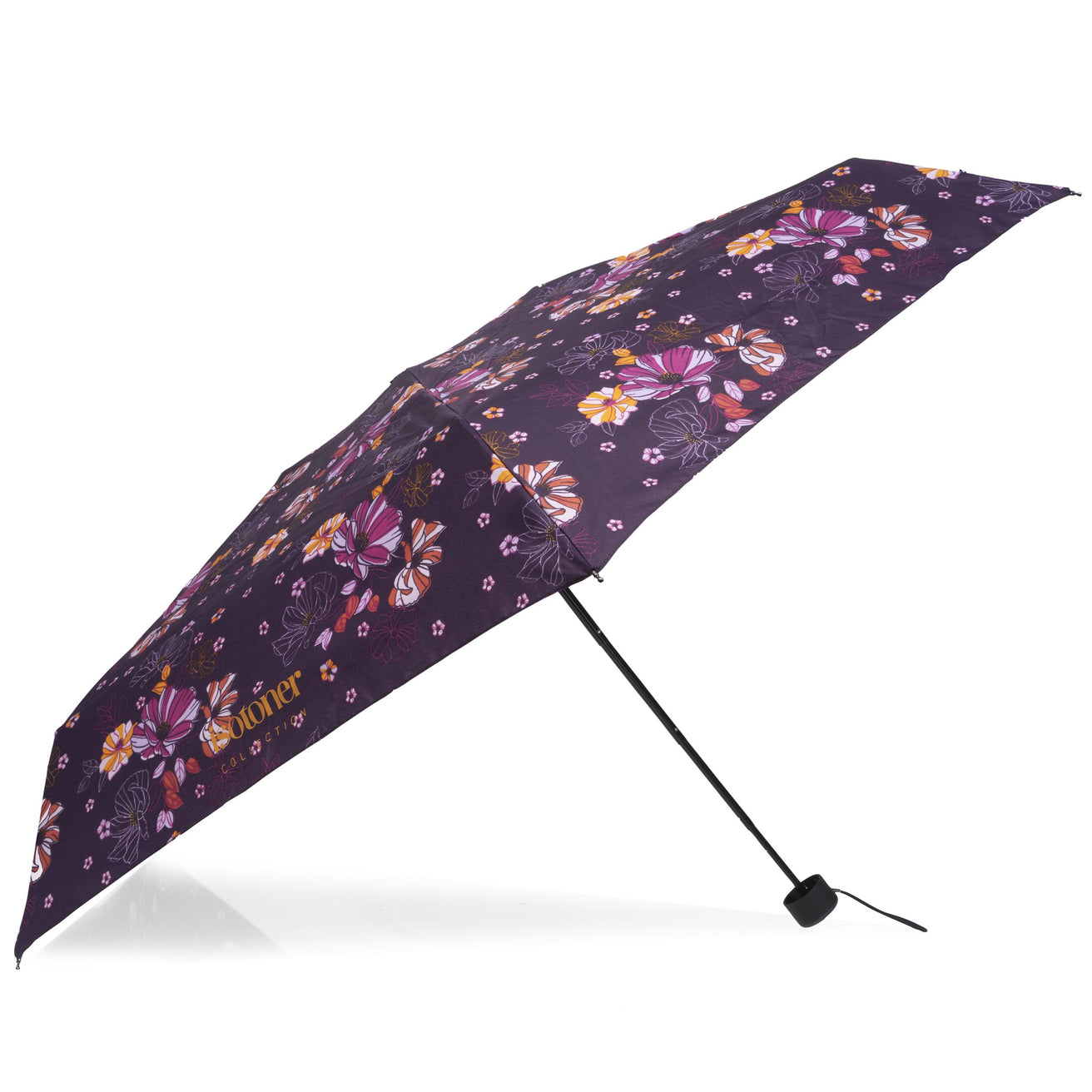 Parapluie Mini Slim Fleurs Aubergine