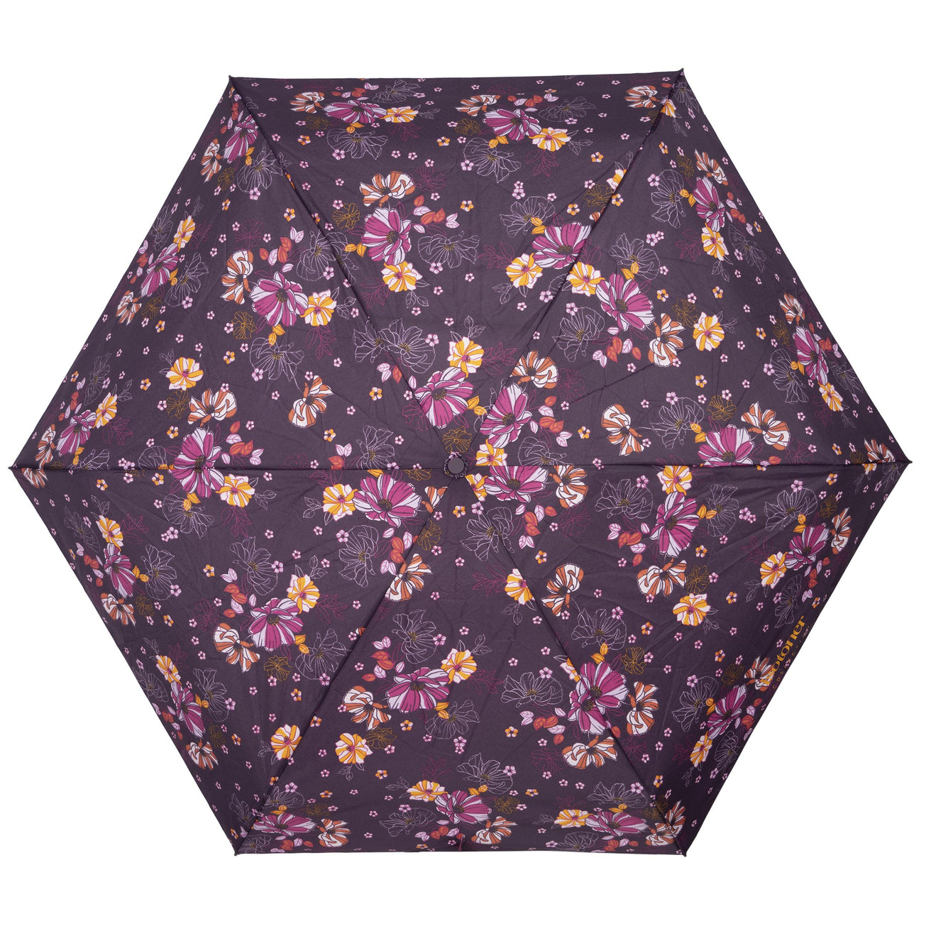Parapluie Mini Slim Fleurs Aubergine