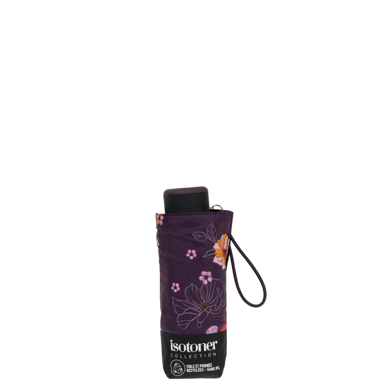 Parapluie Mini Slim Fleurs Aubergine