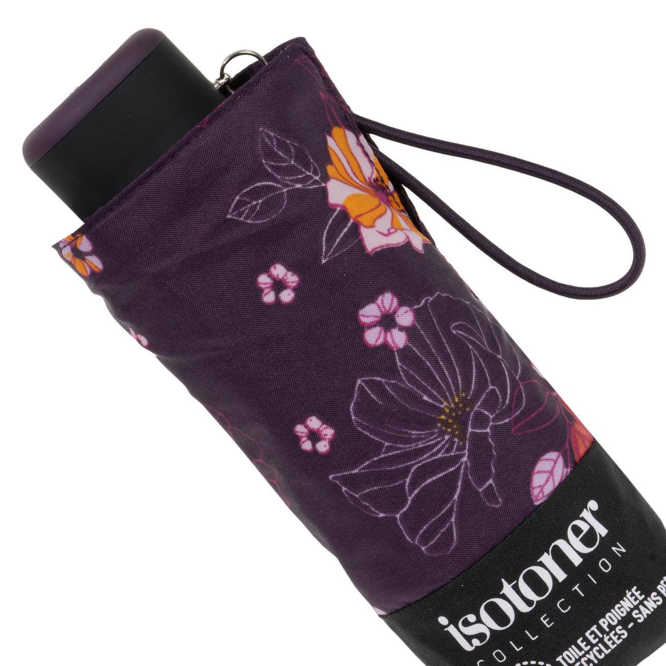 Parapluie Mini Slim Fleurs Aubergine
