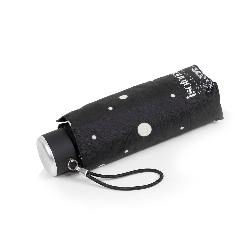 Parapluie Mini Slim Pois Noir/Jaune - Isotoner