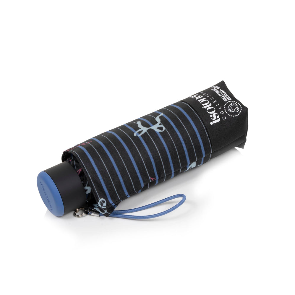 Parapluie Mini Slim Rayure Nœud Bleu - Isotoner