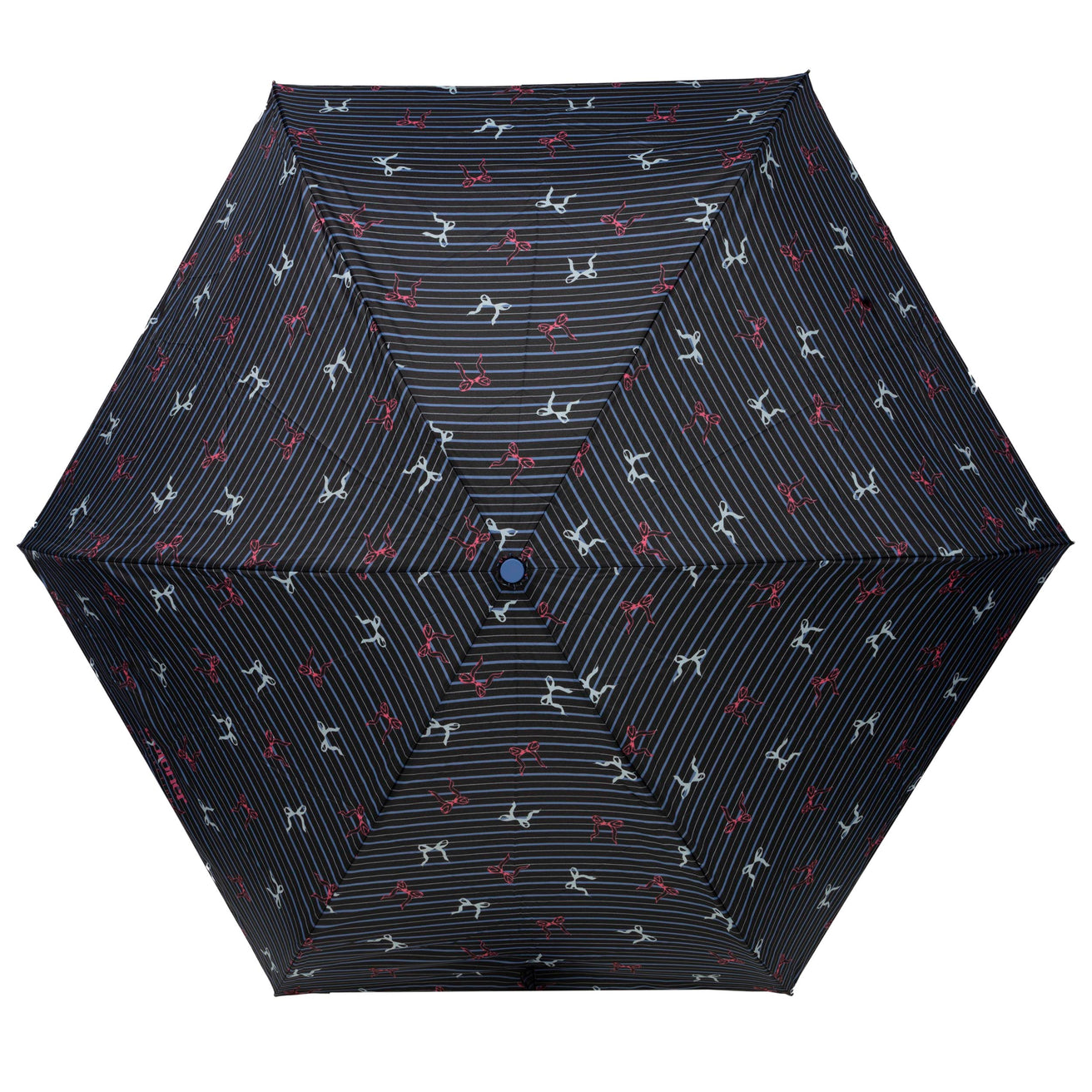 Parapluie Mini Slim Rayure Nœud Bleu