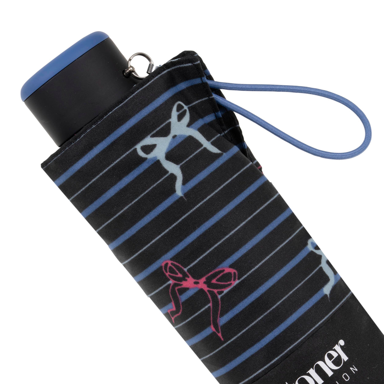 Parapluie Mini Slim Rayure Nœud Bleu