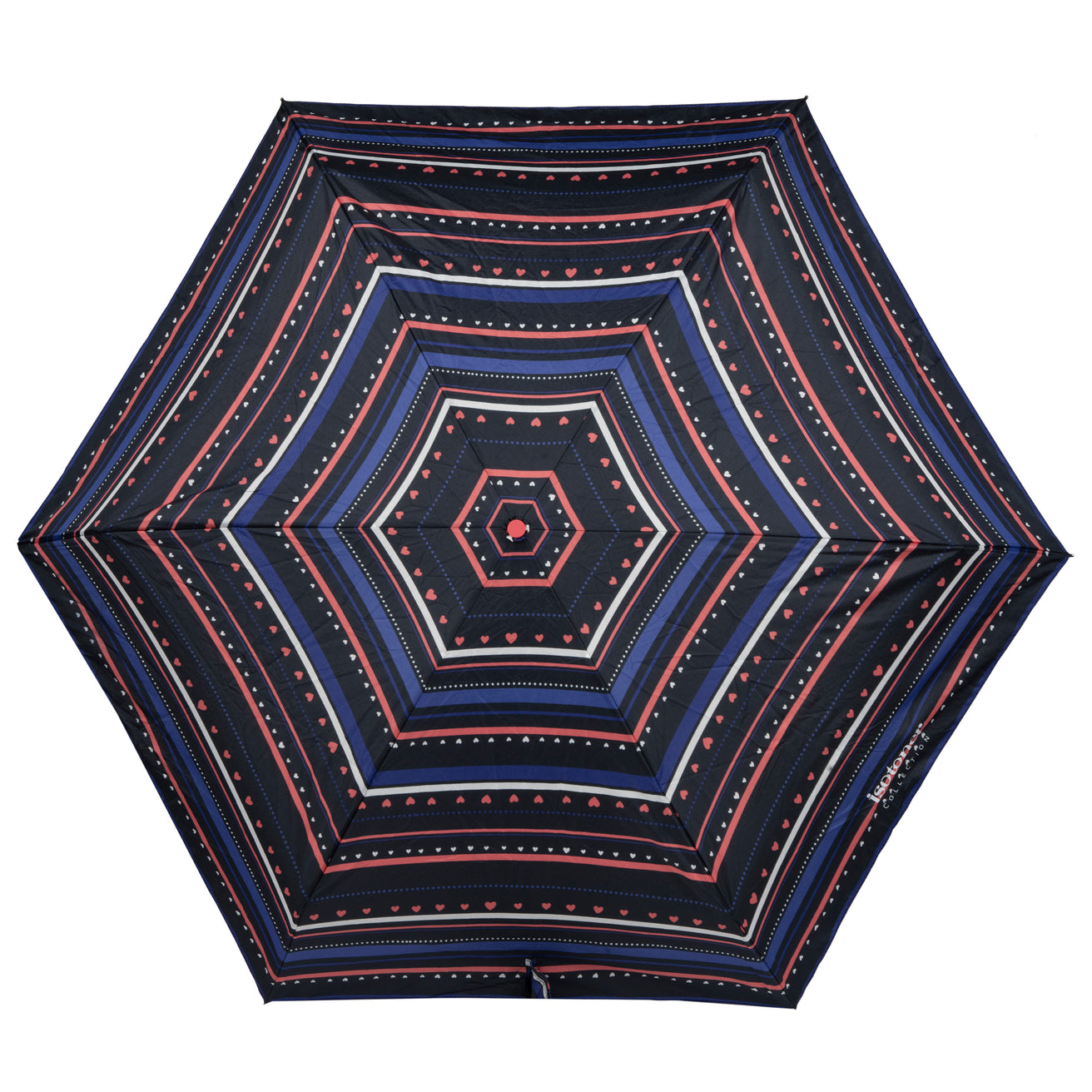 Parapluie Mini Slim Rayure Petit Cœur Marine