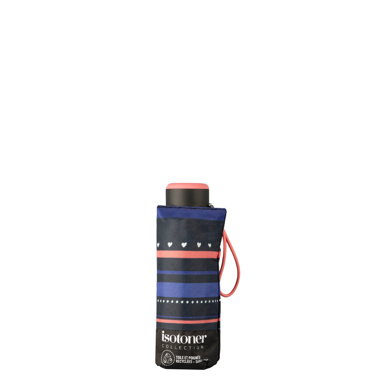Parapluie Mini Slim Rayure Petit Cœur Marine