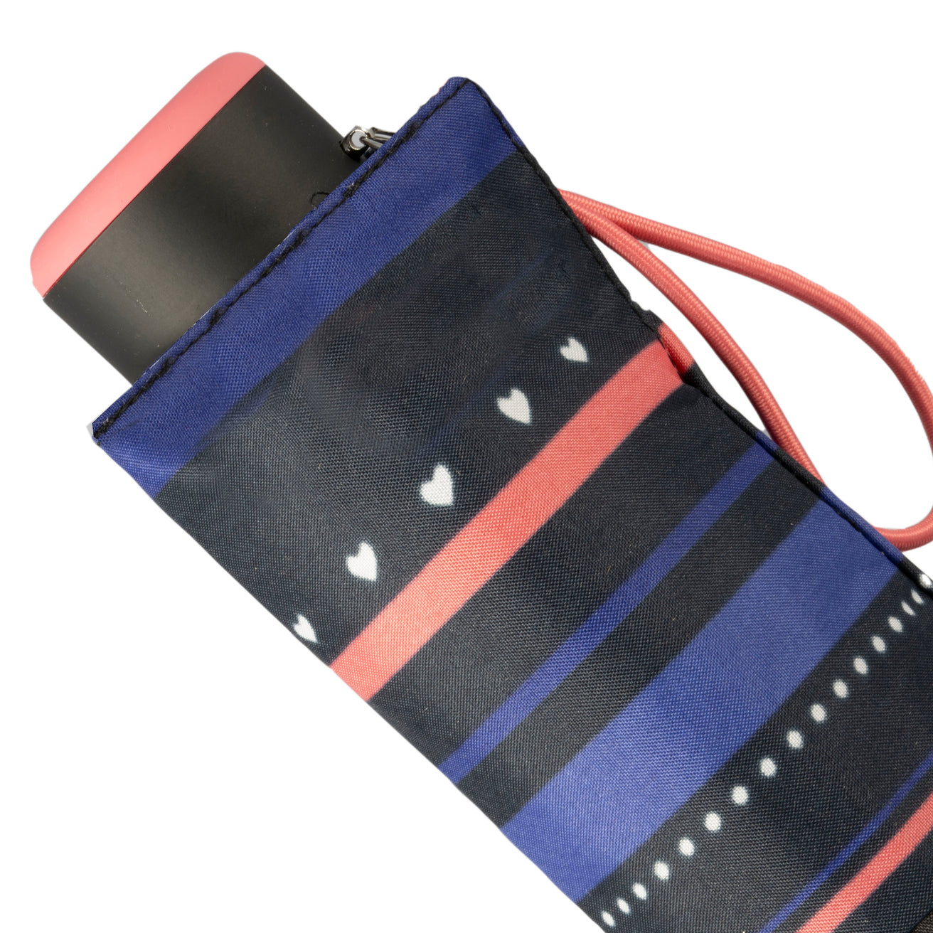 Parapluie Mini Slim Rayure Petit Cœur Marine