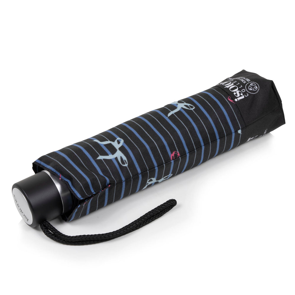 Parapluie Petit Prix Rayure Nœud Bleu - Isotoner