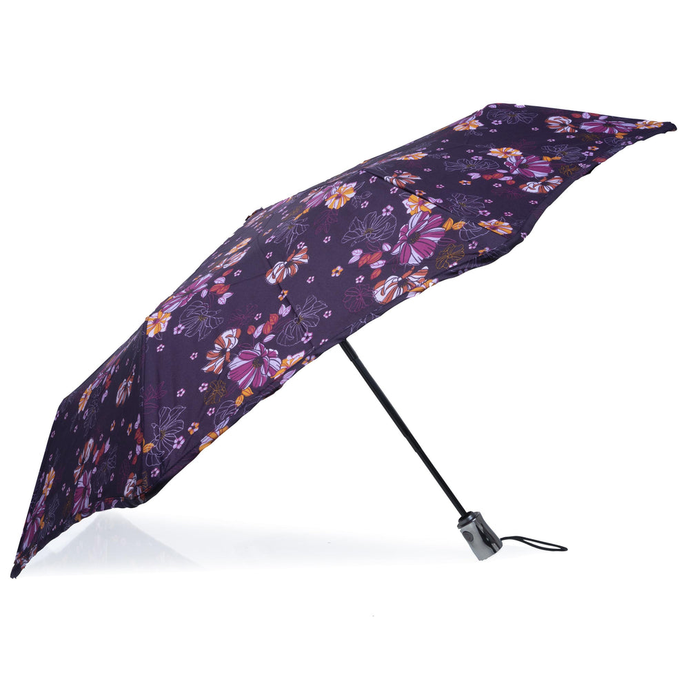 Parapluie X-TRA SOLIDE 23 cm Fleurs Aubergine - Isotoner