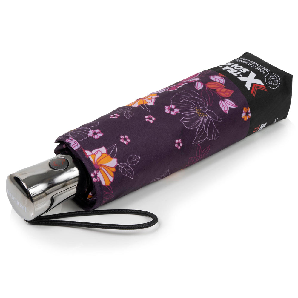Parapluie X-TRA SOLIDE 28 cm Fleurs Aubergine - Isotoner