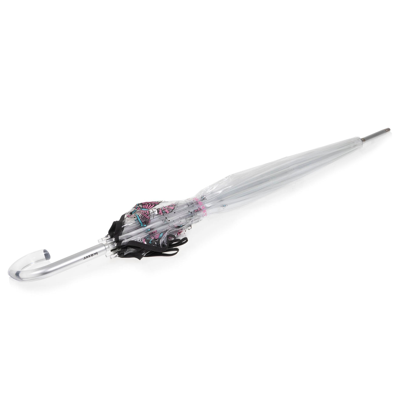 Parapluie cloche transparent PVC/Papillon rose