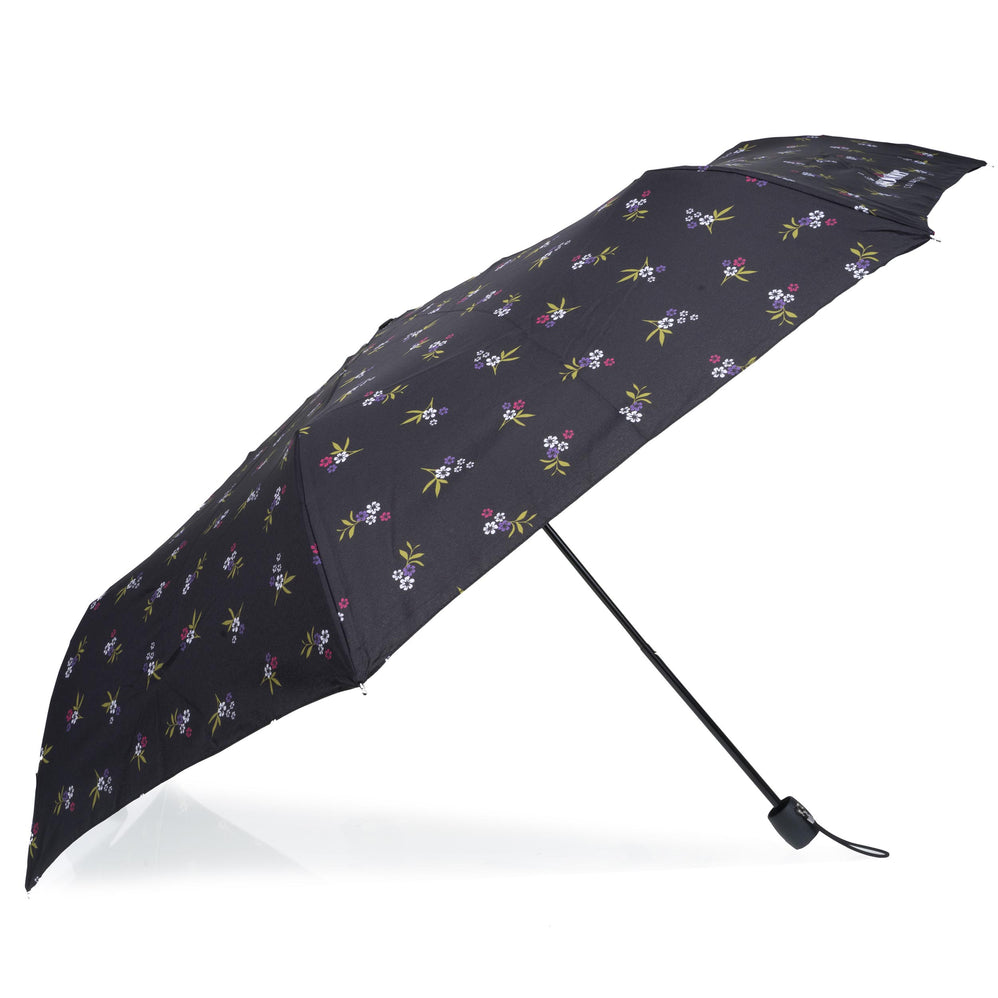 Parapluie ombrelle Noir Petites Fleurs UPF50+ - Isotoner