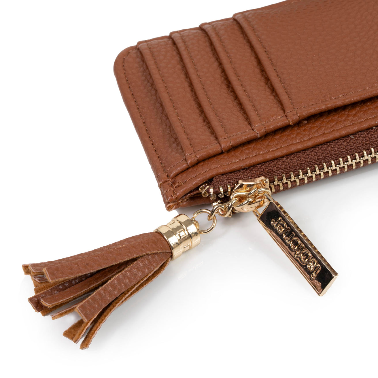 Porte-Cartes Femme zippé Camel