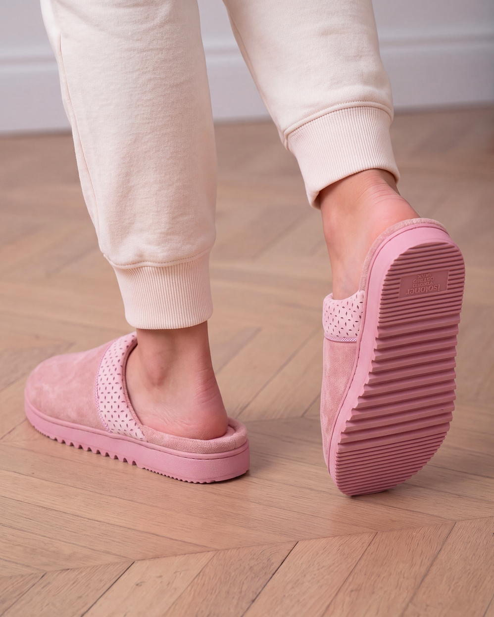 Chaussons mules crantées Femme Rose - Isotoner