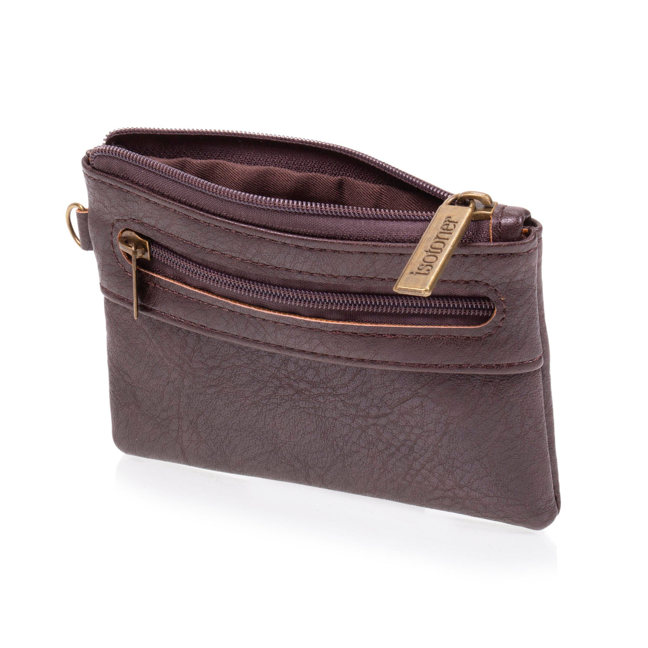 Porte-monnaie zippé Homme Marron