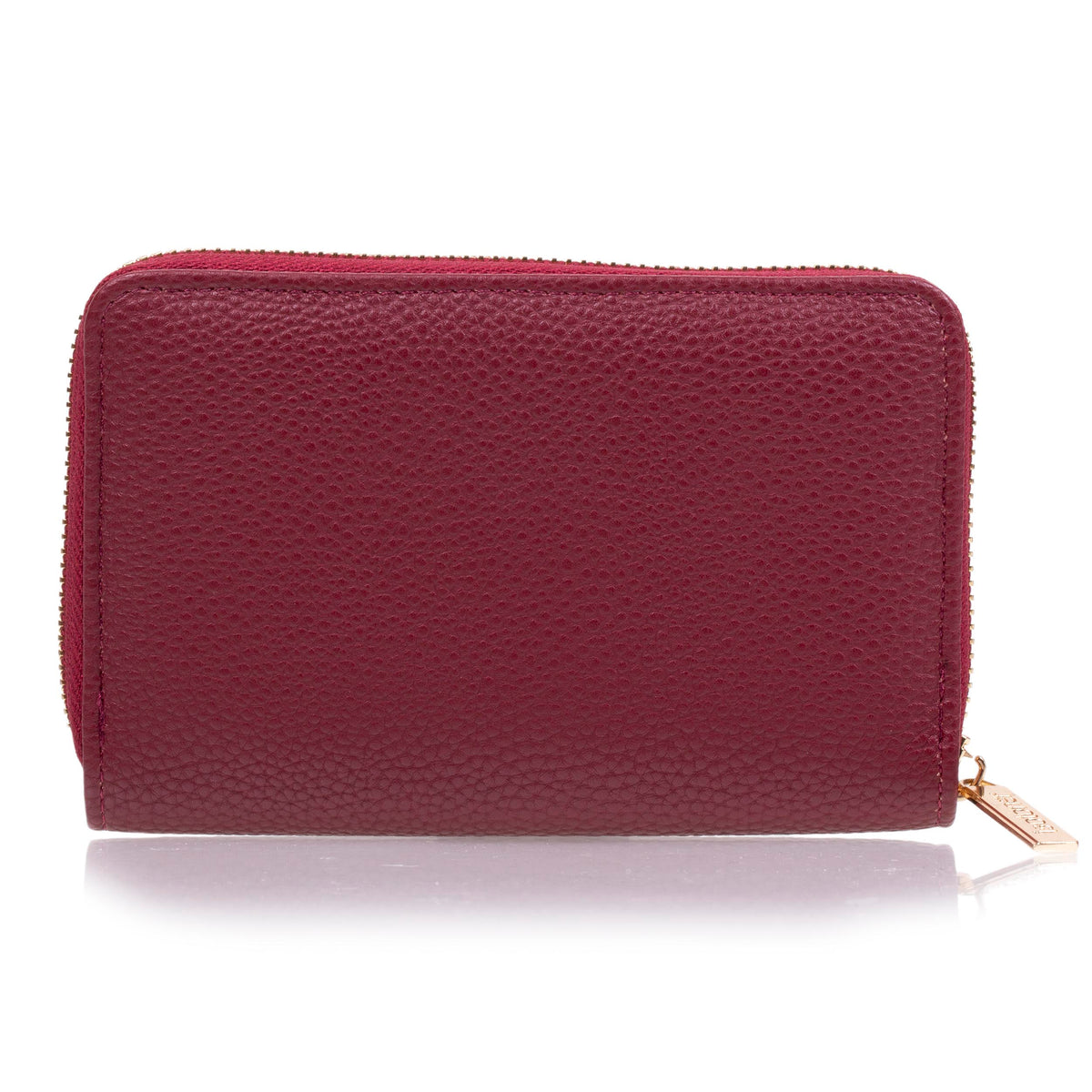 Portefeuille Femme Petit En Cuir PU - 7 Emplacements Cartes - Gris/Rose Rouge