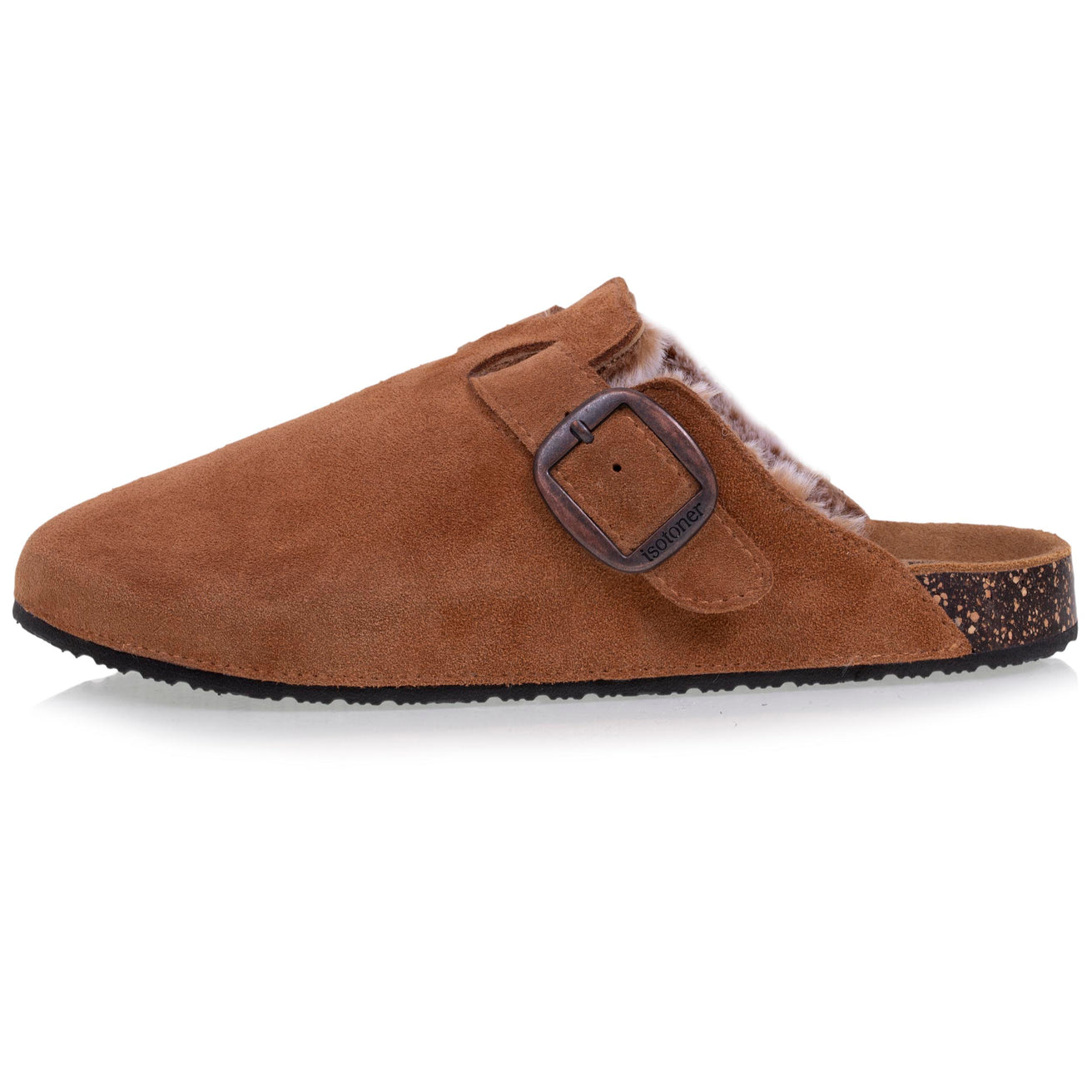 Cuir Pantoufles Femme Fourrées Laine Isotoner Chaussons Fourrés