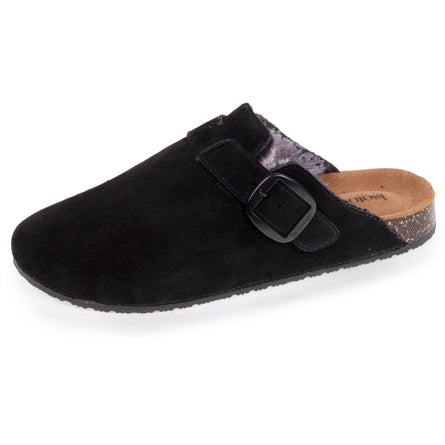 Sabots fourrés en cuir Femme Noir - Isotoner