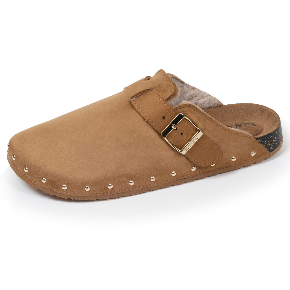 Sabots Femme fourrés Camel clous - Isotoner