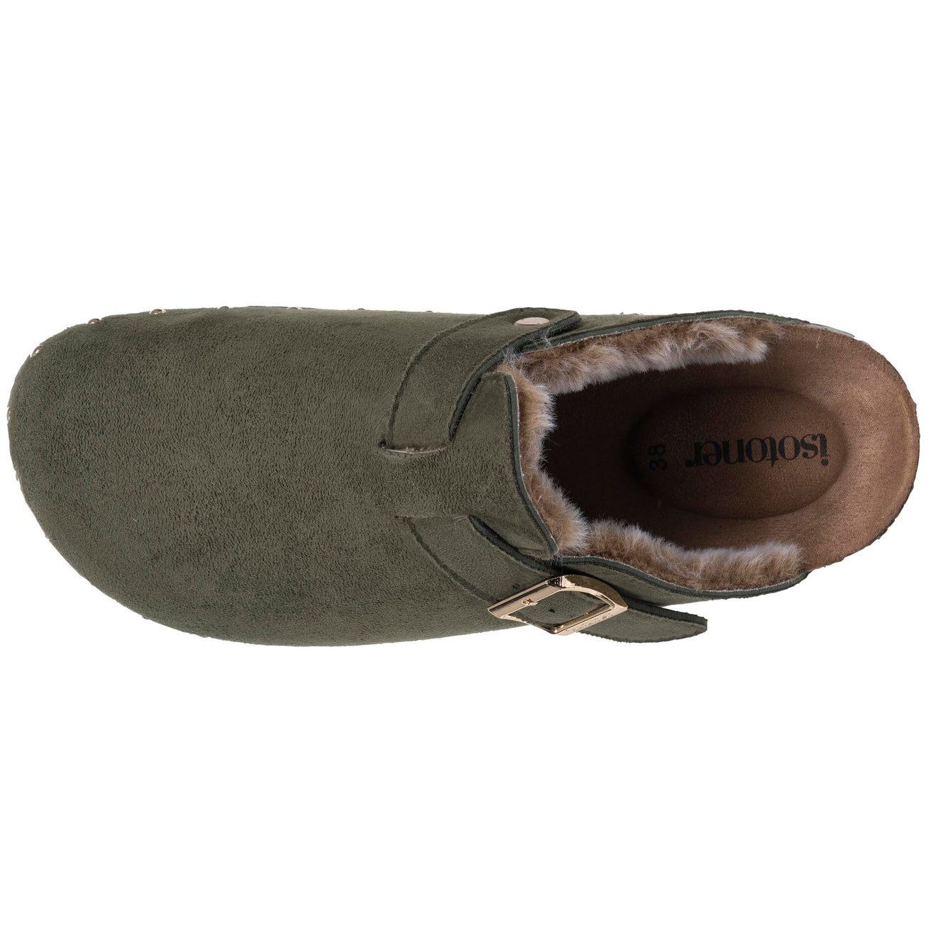 Sabots Femme fourrés Kaki clous