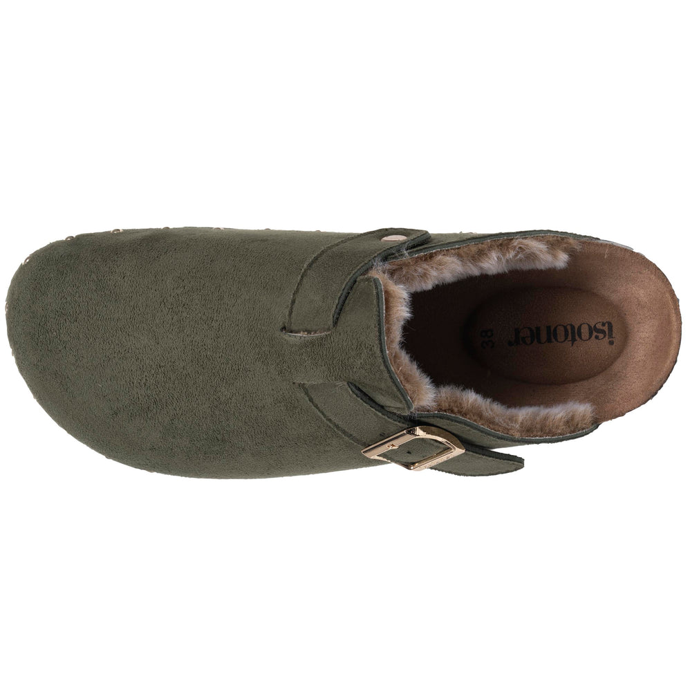 Sabots Femme fourrés Kaki clous - Isotoner
