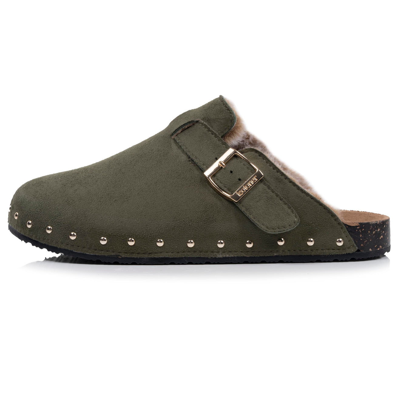 Sabots Femme fourrés Kaki clous