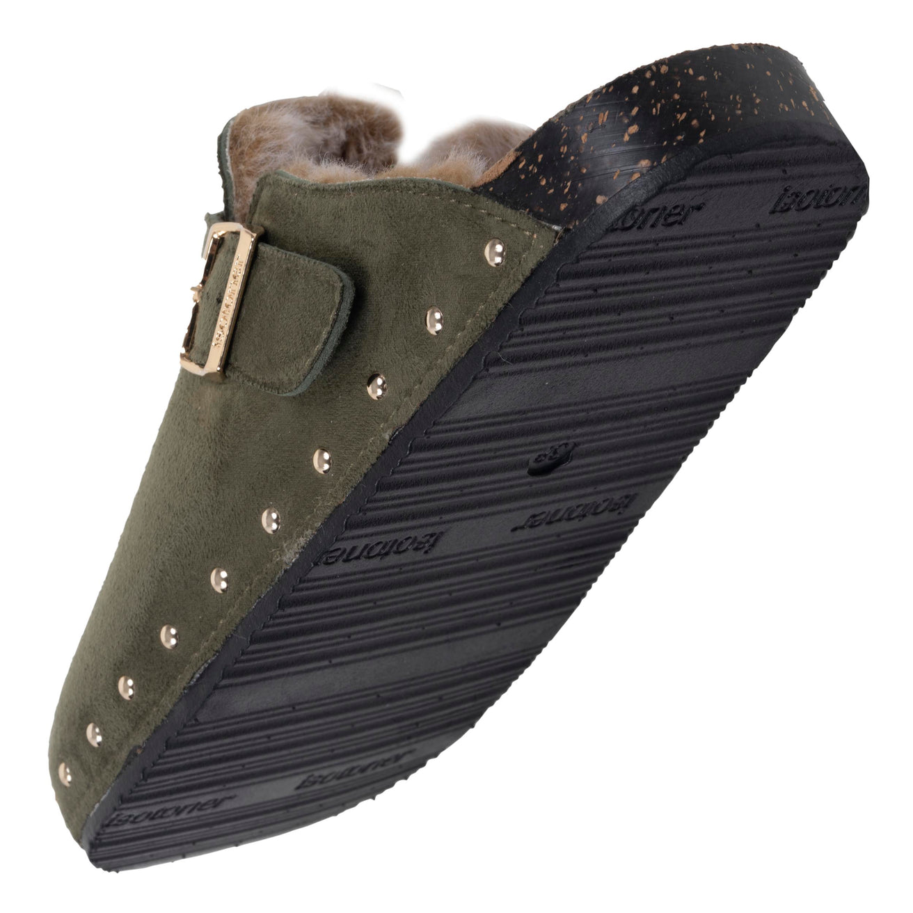 Sabots Femme fourrés Kaki clous
