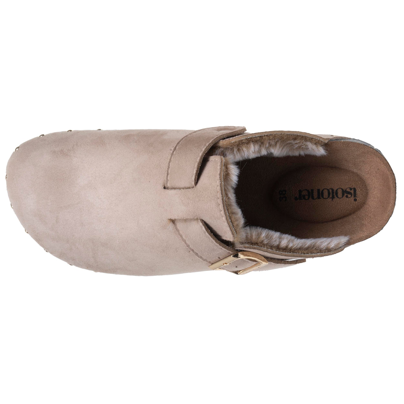 Sabots Femme fourrés Taupe clous