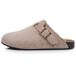 Sabots Femme fourrés Taupe clous