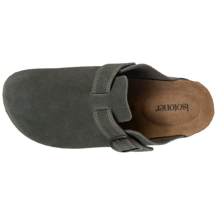 Sabots Femme cuir suède double surpiqures Kaki - Isotoner