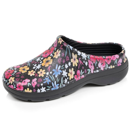 Sabots de jardin Femme imprimé Noir fleuri - Isotoner