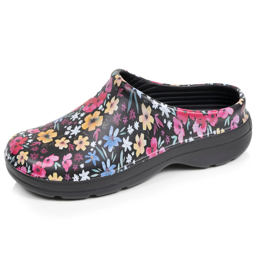 Sabots de jardin Femme imprimé Noir fleuri - Isotoner