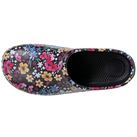 Sabots de jardin Femme imprimé Noir fleuri - Isotoner