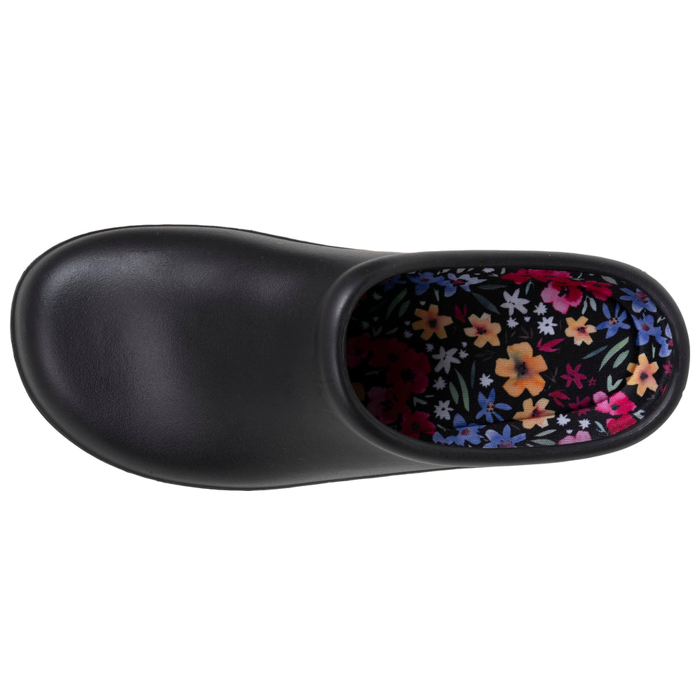 Sabots de jardin Femme Noir intérieur fleuri - Isotoner