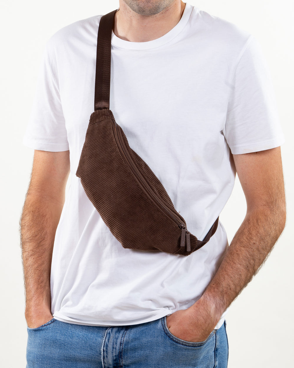 Sac banane Mixte velours côtelé Marron - Isotoner