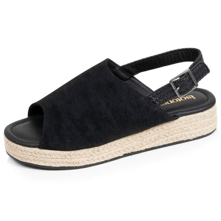 Sandales Femme semelle plateforme corde Noir - Isotoner