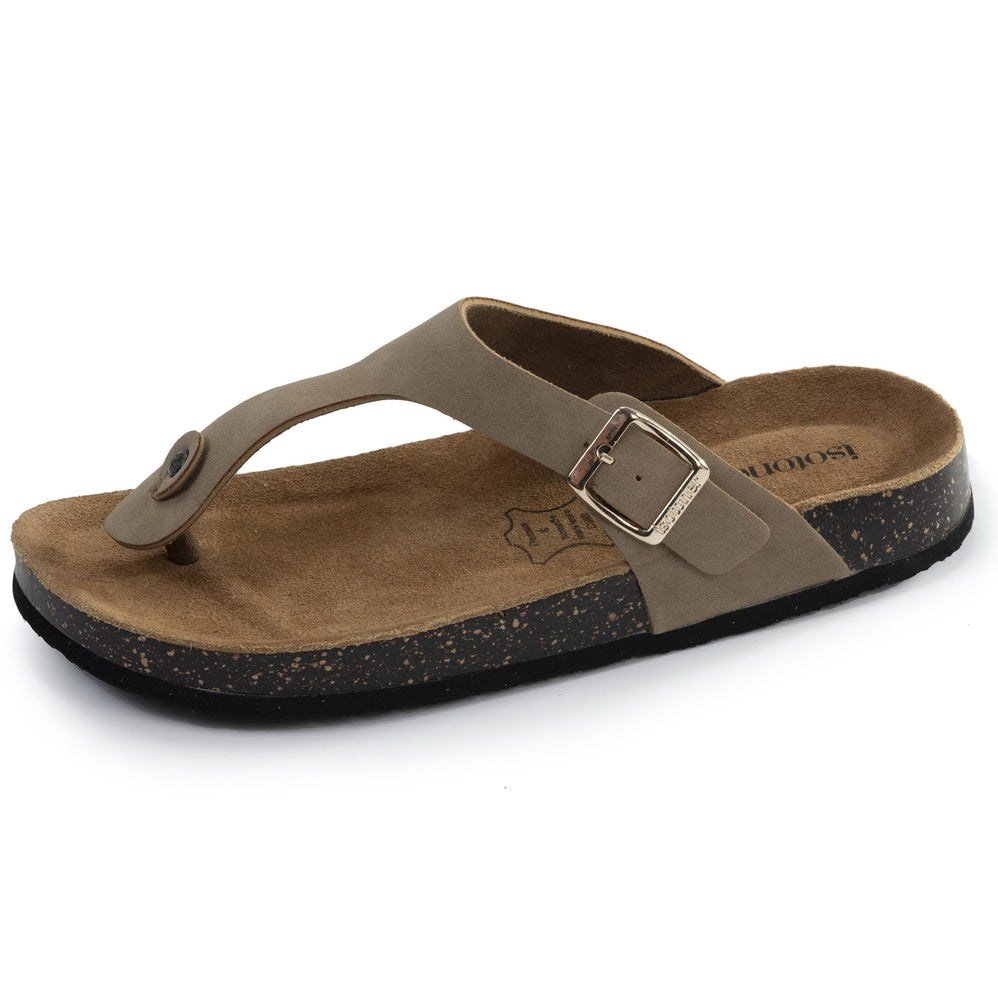 Sandales Tongs Femme bride Taupe - Isotoner