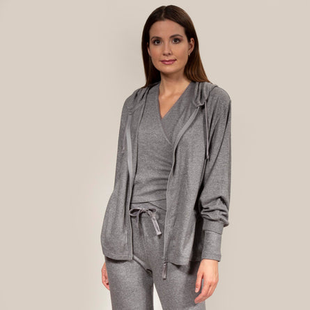 Sweat-shirt à capuche Femme Gris chiné - Isotoner