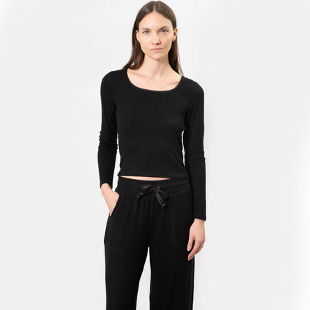 T-Shirt Femme col carré Noir - Isotoner