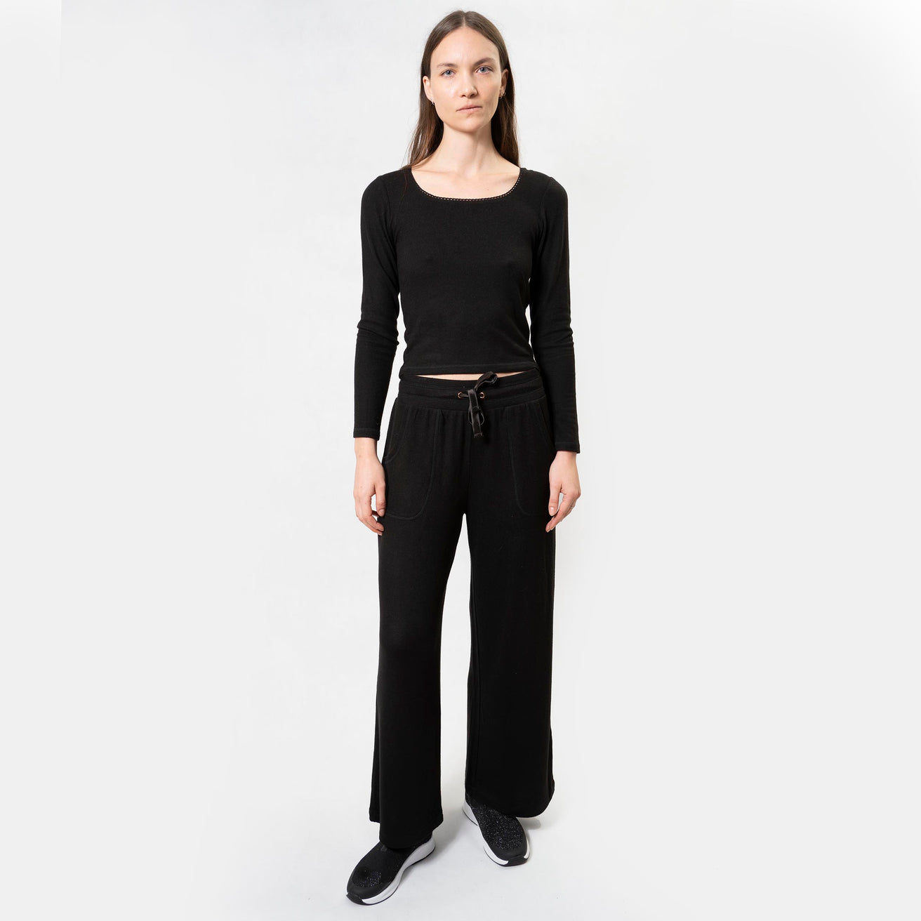 T-Shirt Femme col carré Noir