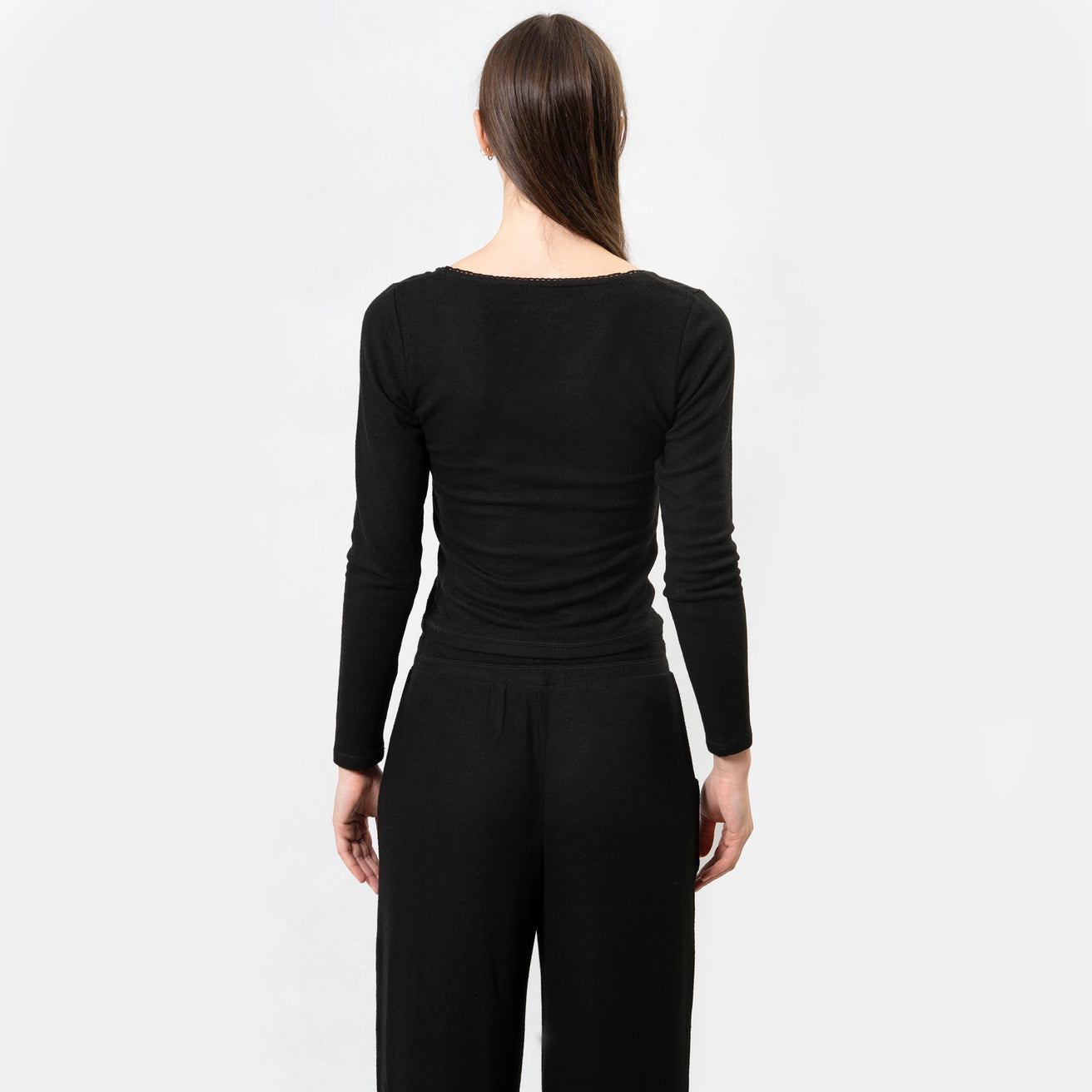 T-Shirt Femme col carré Noir