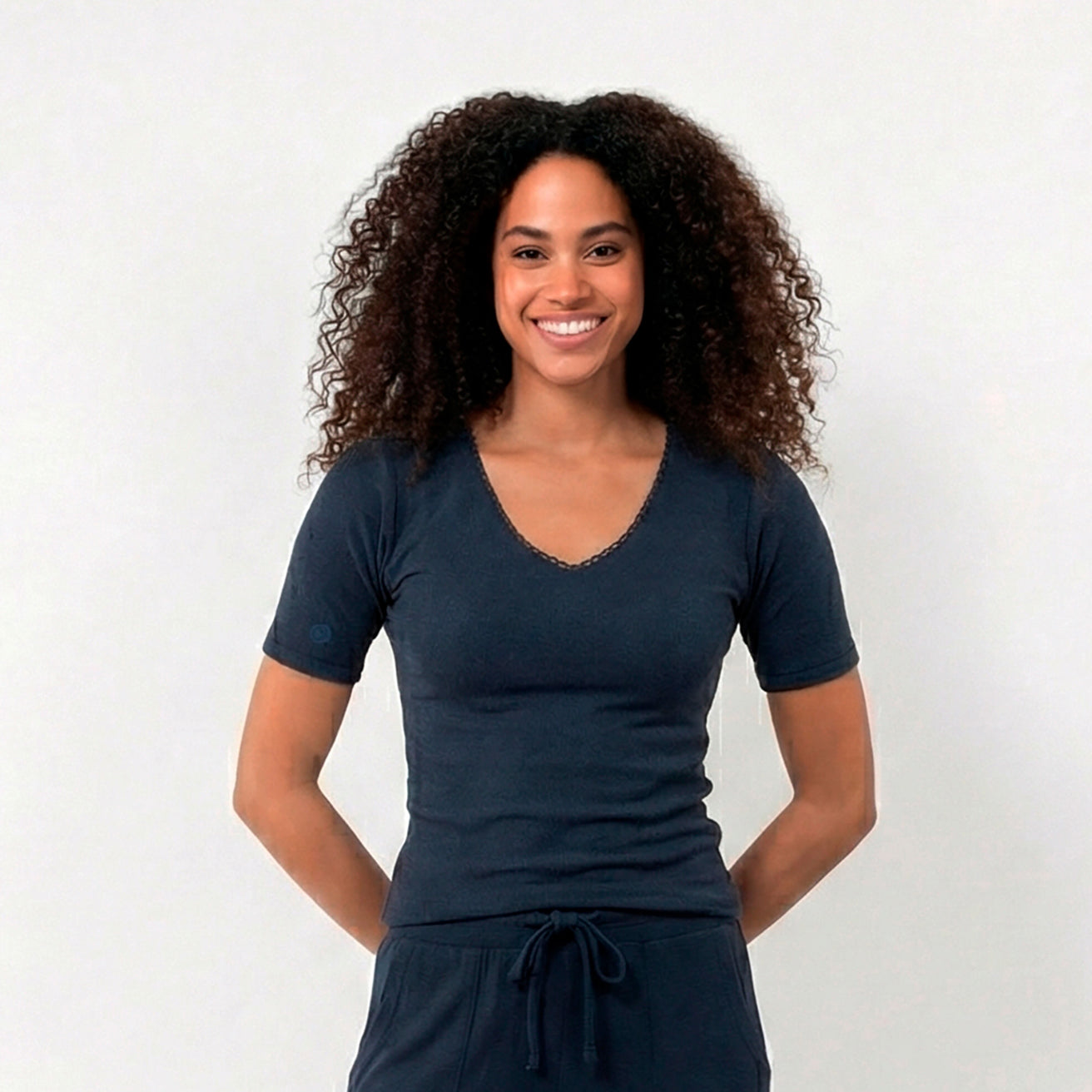 T-shirt à manches courtes Femme Marine chiné