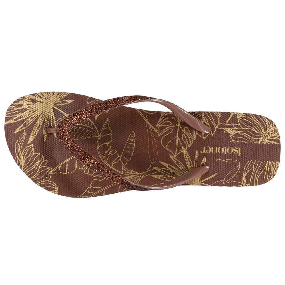Tongs Femme imprimé floral talon marron - Isotoner