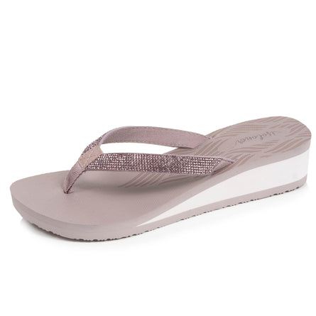 Tongs Femme talon paillettes Taupe - Isotoner