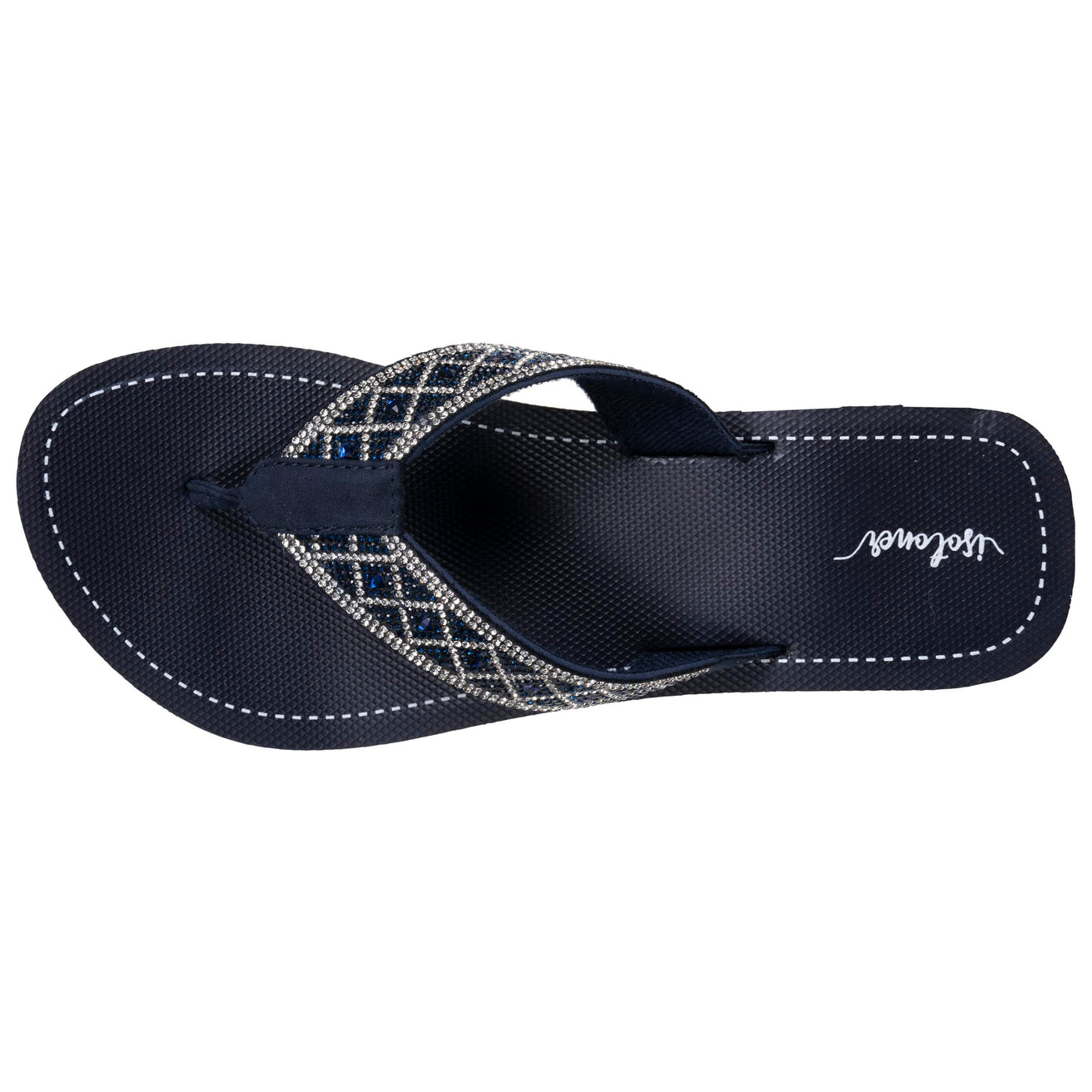Tongs Femme talon paillettes Bleu Marine